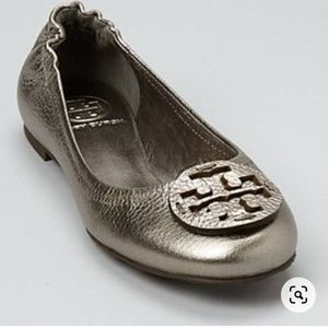 Tory Burch Reva Silver Matte Flats 7.5